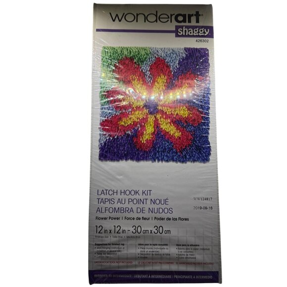 Wonderart Shaggy 426302 Latch Hook Kit 12inx12in Flower Power Beginner Friendly - Picture 5 of 5